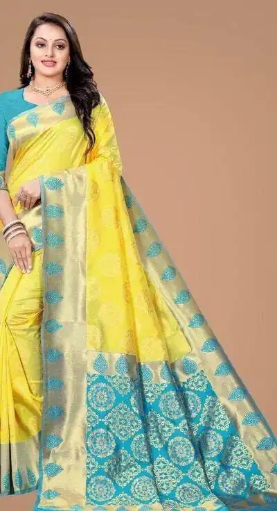 KP 4069 Yellow Soft Lichi Silk Cloth Saree Perfect for Wedding, Party, Family Gatherings, Sangeet, Festive Deal ₹1449. Delivery 4-6 Working Days | Designer Sarees, Modern Digital sarees, Sarees, Bollywood Sarees, Creative Sarees, Embroidered Sarees, Ethnic Saree, Party Wear Sarees