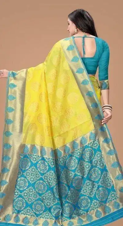 KP 4069 Yellow Soft Lichi Silk Cloth Saree Perfect for Wedding, Party, Family Gatherings, Sangeet, Festive Deal ₹1449. Delivery 4-6 Working Days | Designer Sarees, Modern Digital sarees, Sarees, Bollywood Sarees, Creative Sarees, Embroidered Sarees, Ethnic Saree, Party Wear Sarees