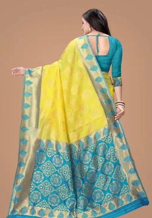 KP 4069 Yellow Soft Lichi Silk Cloth Saree Perfect for Wedding, Party, Family Gatherings, Sangeet, Festive Deal ₹1449. Delivery 4-6 Working Days | Designer Sarees, Modern Digital sarees, Sarees, Bollywood Sarees, Creative Sarees, Embroidered Sarees, Ethnic Saree, Party Wear Sarees