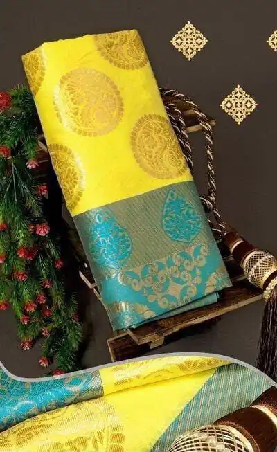 KP 4069 Yellow Soft Lichi Silk Cloth Saree Perfect for Wedding, Party, Family Gatherings, Sangeet, Festive Deal ₹1449. Delivery 4-6 Working Days | Designer Sarees, Modern Digital sarees, Sarees, Bollywood Sarees, Creative Sarees, Embroidered Sarees, Ethnic Saree, Party Wear Sarees