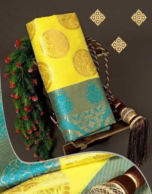 KP 4069 Yellow Soft Lichi Silk Cloth Saree Perfect for Wedding, Party, Family Gatherings, Sangeet, Festive Deal ₹1449. Delivery 4-6 Working Days | Designer Sarees, Modern Digital sarees, Sarees, Bollywood Sarees, Creative Sarees, Embroidered Sarees, Ethnic Saree, Party Wear Sarees