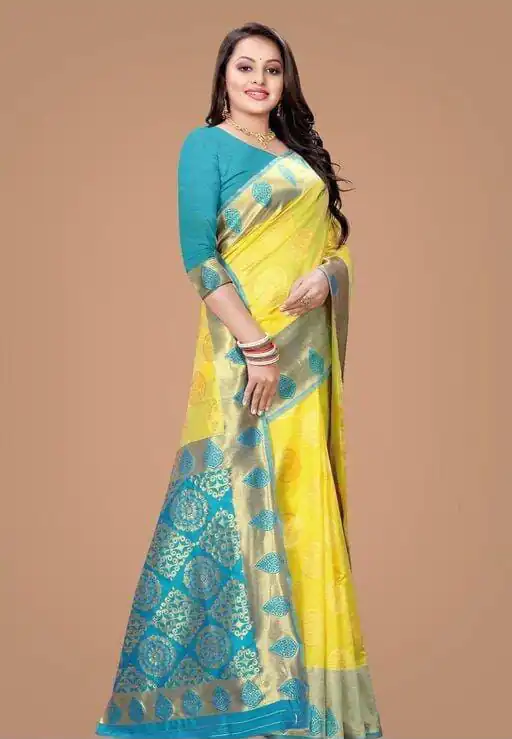 KP 4069 Yellow Soft Lichi Silk Cloth Saree Perfect for Wedding, Party, Family Gatherings, Sangeet, Festive Deal ₹1449. Delivery 4-6 Working Days | Designer Sarees, Modern Digital sarees, Sarees, Bollywood Sarees, Creative Sarees, Embroidered Sarees, Ethnic Saree, Party Wear Sarees