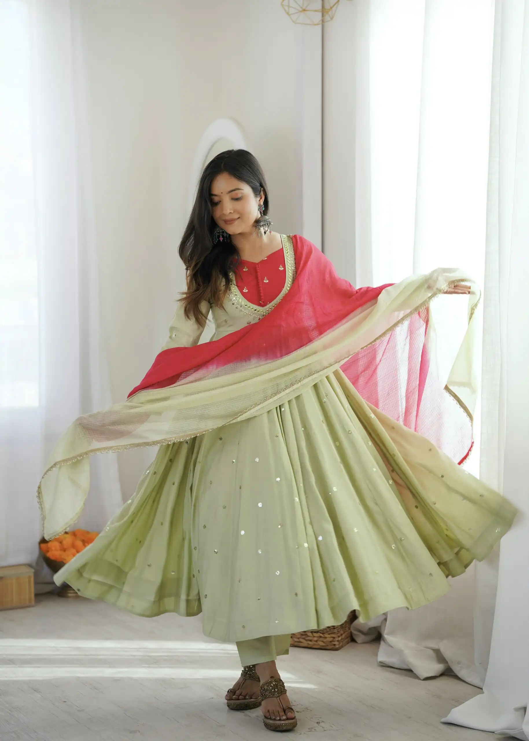 ZF 5023 Pista Roman Silk Gown with Mirror Work & Embroidery Work. Special Price ₹2099. Delivery 4-6 Working Days. Shop now. | Gowns, Bollywood Gowns, Creative Gowns, Designer Gowns, Embroidered Gowns, Party Wear Gowns