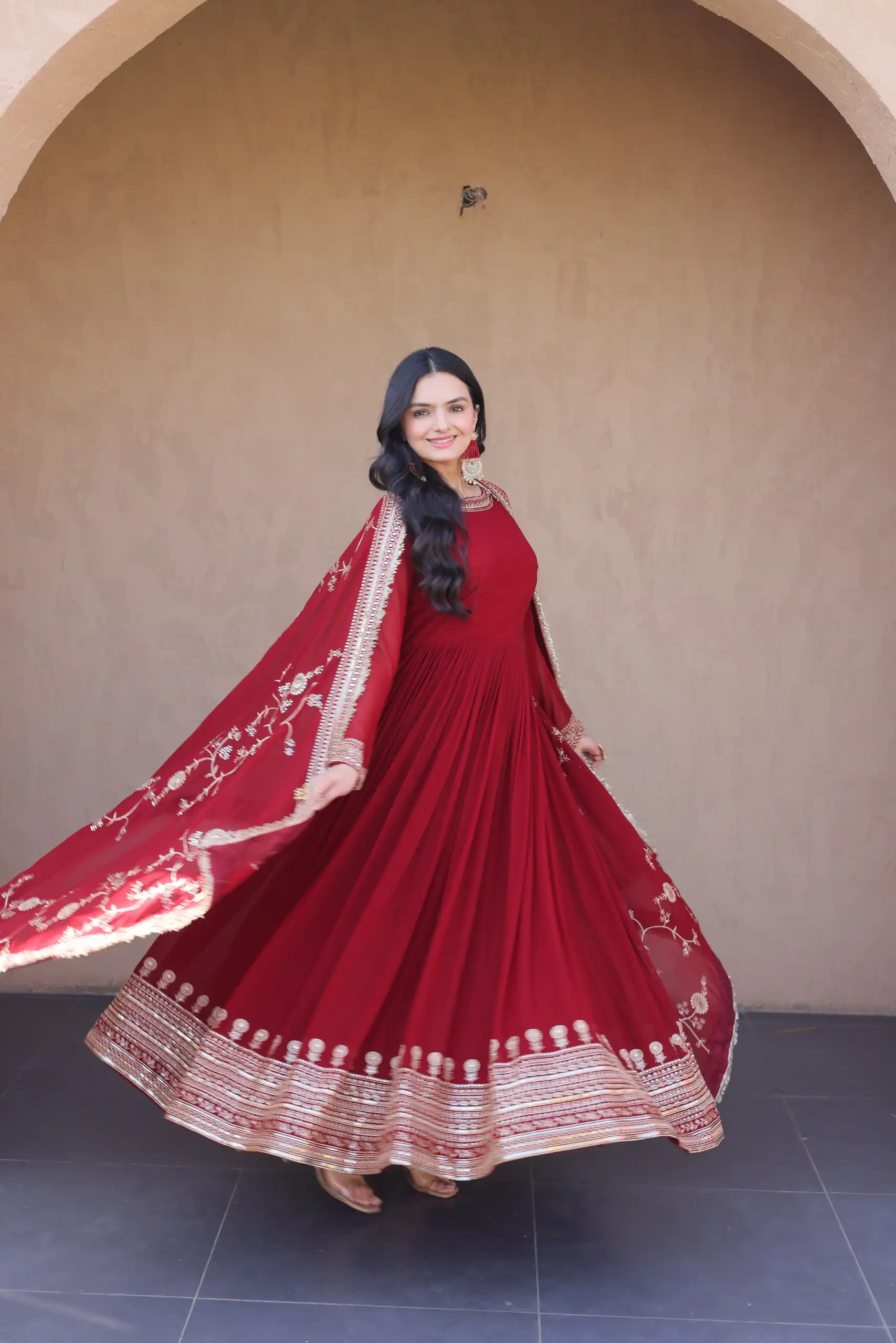 KA 1256 Maroon Faux Blooming Gown Perfect for Wedding, Party, Pongal, Raksha Bandhan, Mehendi –. Introductory Price ₹2549. Delivery 4-6 Working Days | Gowns, Bollywood Gowns, Creative Gowns, Designer Gowns, Embroidered Gowns, Party Wear Gowns