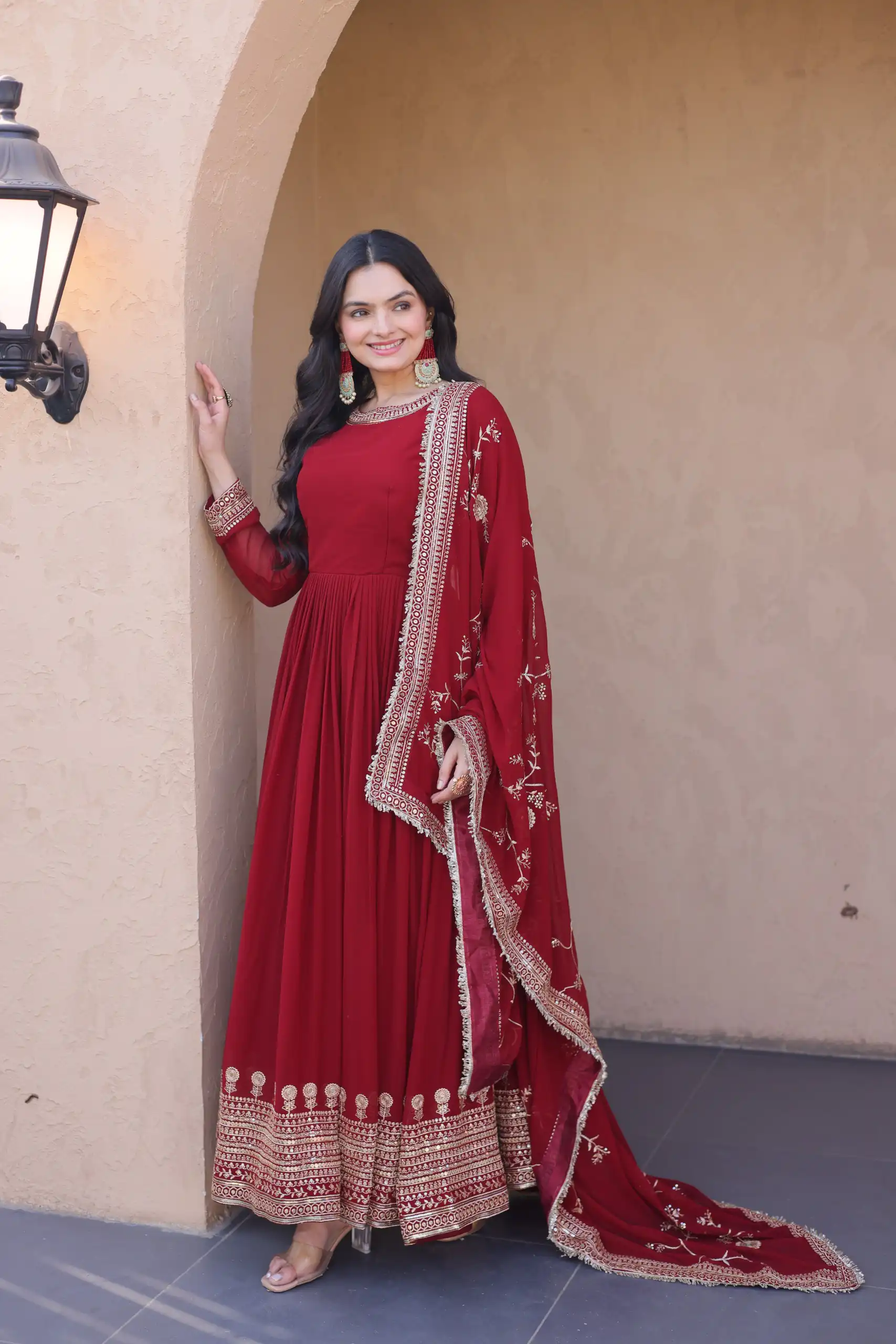 KA 1256 Maroon Faux Blooming Gown Perfect for Wedding, Party, Pongal, Raksha Bandhan, Mehendi –. Introductory Price ₹2549. Delivery 4-6 Working Days | Gowns, Bollywood Gowns, Creative Gowns, Designer Gowns, Embroidered Gowns, Party Wear Gowns
