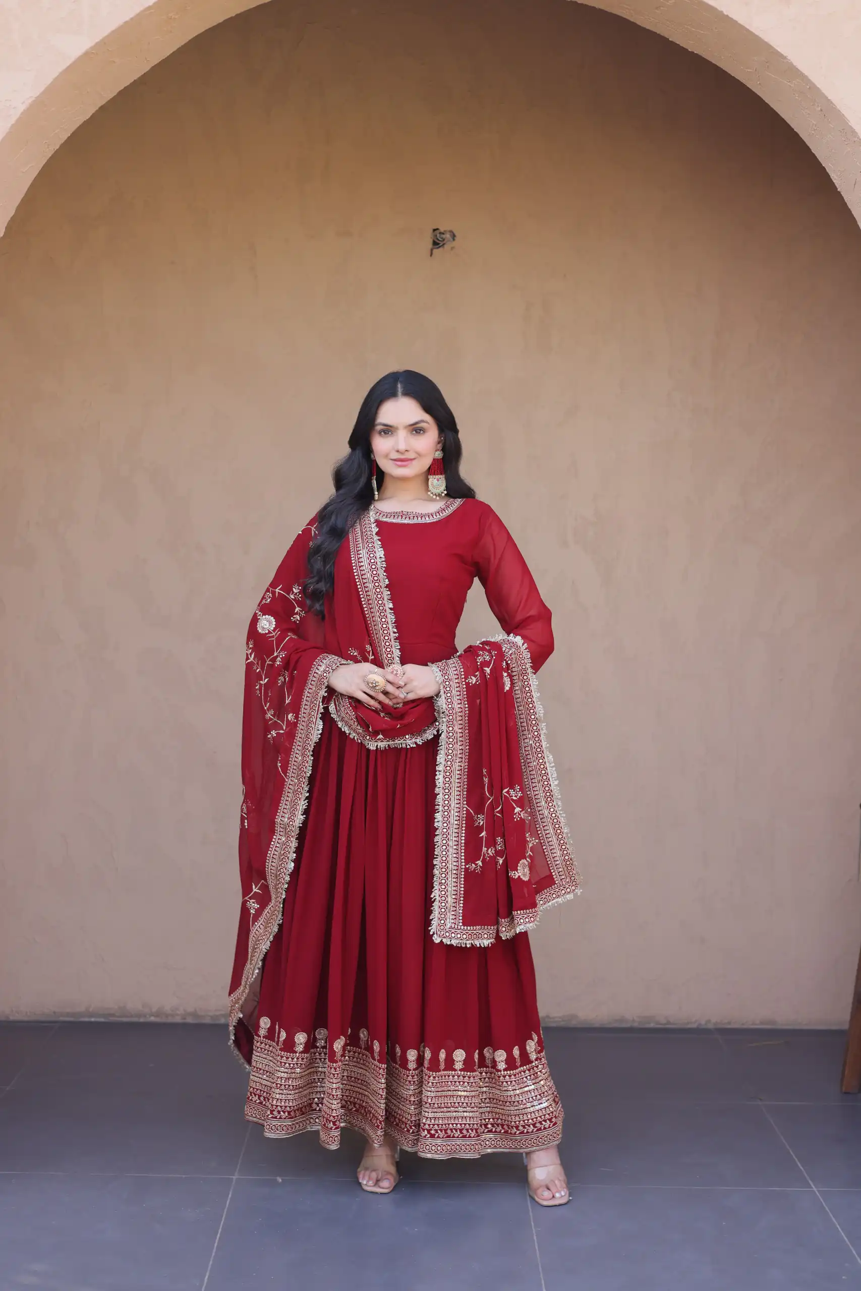 KA 1256 Maroon Faux Blooming Gown Perfect for Wedding, Party, Pongal, Raksha Bandhan, Mehendi –. Introductory Price ₹2549. Delivery 4-6 Working Days | Gowns, Bollywood Gowns, Creative Gowns, Designer Gowns, Embroidered Gowns, Party Wear Gowns