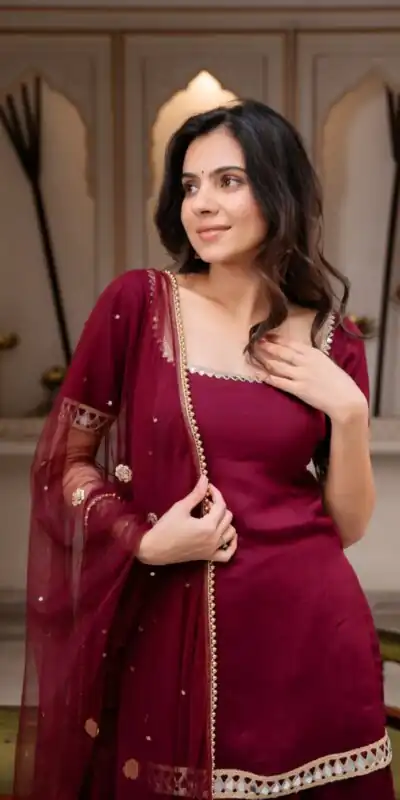 ST 1197 Maroon | Faux Georgette Salwar Suit with Mirror Work & Embroidery Work. Get it for ₹1849. Delivery 4-6 Working Days. Shop now. | Jump Suits, Salwar suit, Casual Suits, Creative suits, Designer Suits, Palazzo Suits, Party Wear Suits, Patiala Suits, Straight Suits