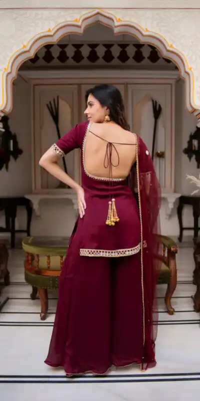 ST 1197 Maroon | Faux Georgette Salwar Suit with Mirror Work & Embroidery Work. Get it for ₹1849. Delivery 4-6 Working Days. Shop now. | Jump Suits, Salwar suit, Casual Suits, Creative suits, Designer Suits, Palazzo Suits, Party Wear Suits, Patiala Suits, Straight Suits