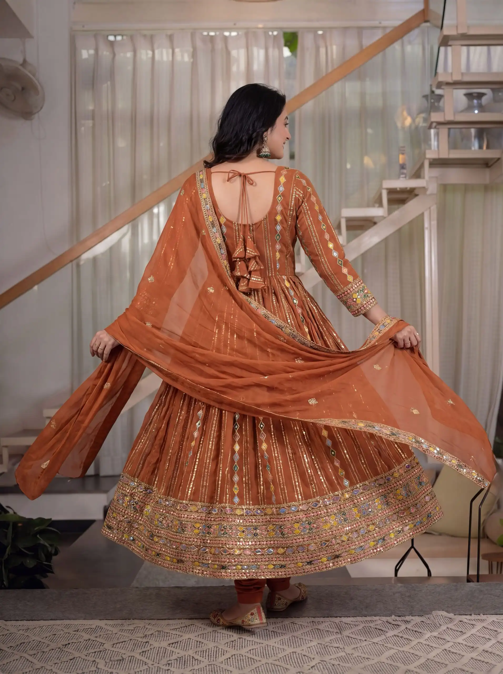 MD 3100 Orange Faux Blooming Gown Perfect for Wedding, Party, Pongal, Raksha Bandhan, Mehendi –. Introductory Price ₹2549. Delivery 4-6 Working Days | Gowns, Bollywood Gowns, Creative Gowns, Designer Gowns, Embroidered Gowns, Party Wear Gowns