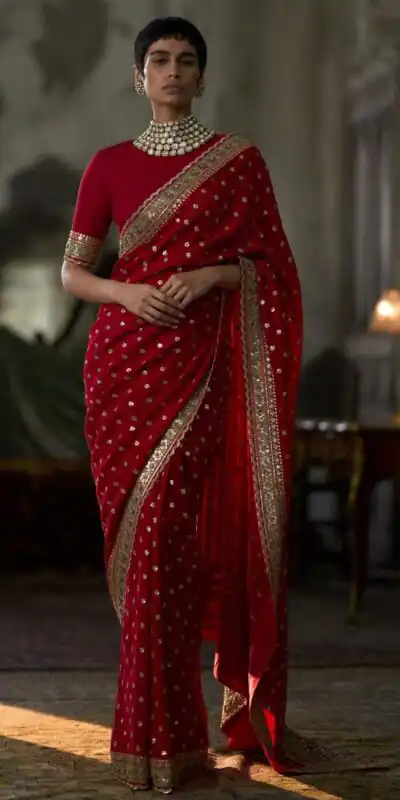 NC 5544 Red Color Georgette Saree with Embroidery Work & Lace Work. Special Price ₹1949. Delivery 4-6 Working Days. Shop now. | Designer Sarees, Modern Digital sarees, Sarees, Bollywood Sarees, Creative Sarees, Embroidered Sarees, Ethnic Saree, Party Wear Sarees