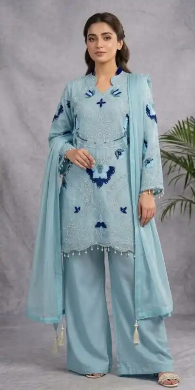LG 2121 Blue Soft Organza Salwar Suit with Embroidery Work & Cut Work. Available at ₹2099 only. Delivery 4-6 Working Days. Shop now. | Jump Suits, Salwar suit, Casual Suits, Creative suits, Designer Suits, Palazzo Suits, Party Wear Suits, Patiala Suits, Straight Suits