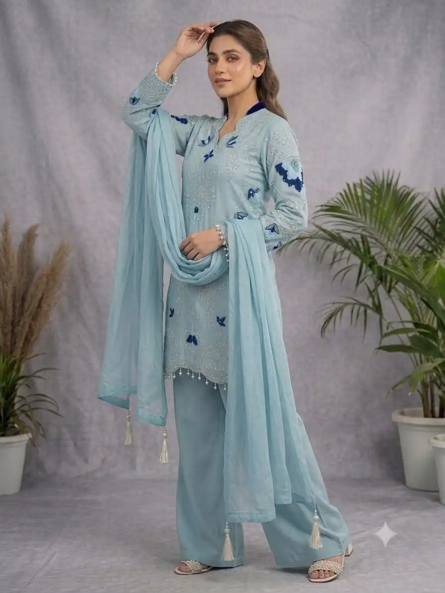 LG 2121 Blue Soft Organza Salwar Suit with Embroidery Work & Cut Work. Available at ₹2099 only. Delivery 4-6 Working Days. Shop now. | Jump Suits, Salwar suit, Casual Suits, Creative suits, Designer Suits, Palazzo Suits, Party Wear Suits, Patiala Suits, Straight Suits