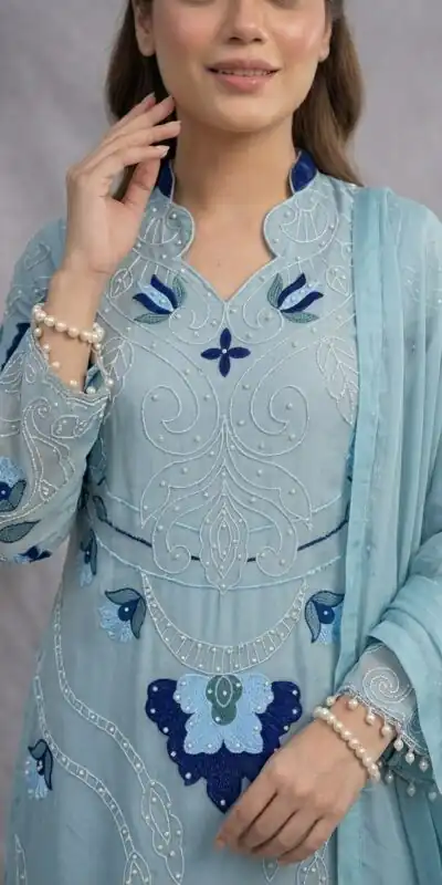 LG 2121 Blue Soft Organza Salwar Suit with Embroidery Work & Cut Work. Available at ₹2099 only. Delivery 4-6 Working Days. Shop now. | Jump Suits, Salwar suit, Casual Suits, Creative suits, Designer Suits, Palazzo Suits, Party Wear Suits, Patiala Suits, Straight Suits