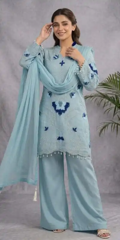 LG 2121 Blue Soft Organza Salwar Suit with Embroidery Work & Cut Work. Available at ₹2099 only. Delivery 4-6 Working Days. Shop now. | Jump Suits, Salwar suit, Casual Suits, Creative suits, Designer Suits, Palazzo Suits, Party Wear Suits, Patiala Suits, Straight Suits