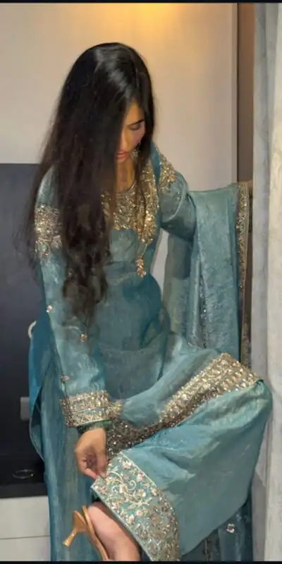 WW 1258 Sky Blue in Pure Zimmy Chu Silk Embroidery Work & Sequins Work Salwar Suit . Affordable Price ₹2099. Delivery 4-6 Working Days. Shop now. | Jump Suits, Salwar suit, Casual Suits, Creative suits, Designer Suits, Palazzo Suits, Party Wear Suits, Patiala Suits, Straight Suits