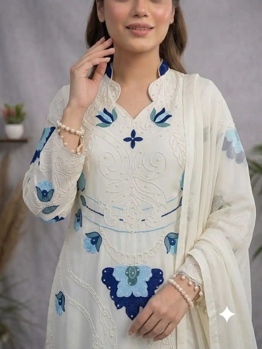 LG 2121 White Soft Organza Salwar Suit with Embroidery Work & Cut Work. Available at ₹2099 only. Delivery 4-6 Working Days. Shop now. | Jump Suits, Salwar suit, Casual Suits, Creative suits, Designer Suits, Palazzo Suits, Party Wear Suits, Patiala Suits, Straight Suits