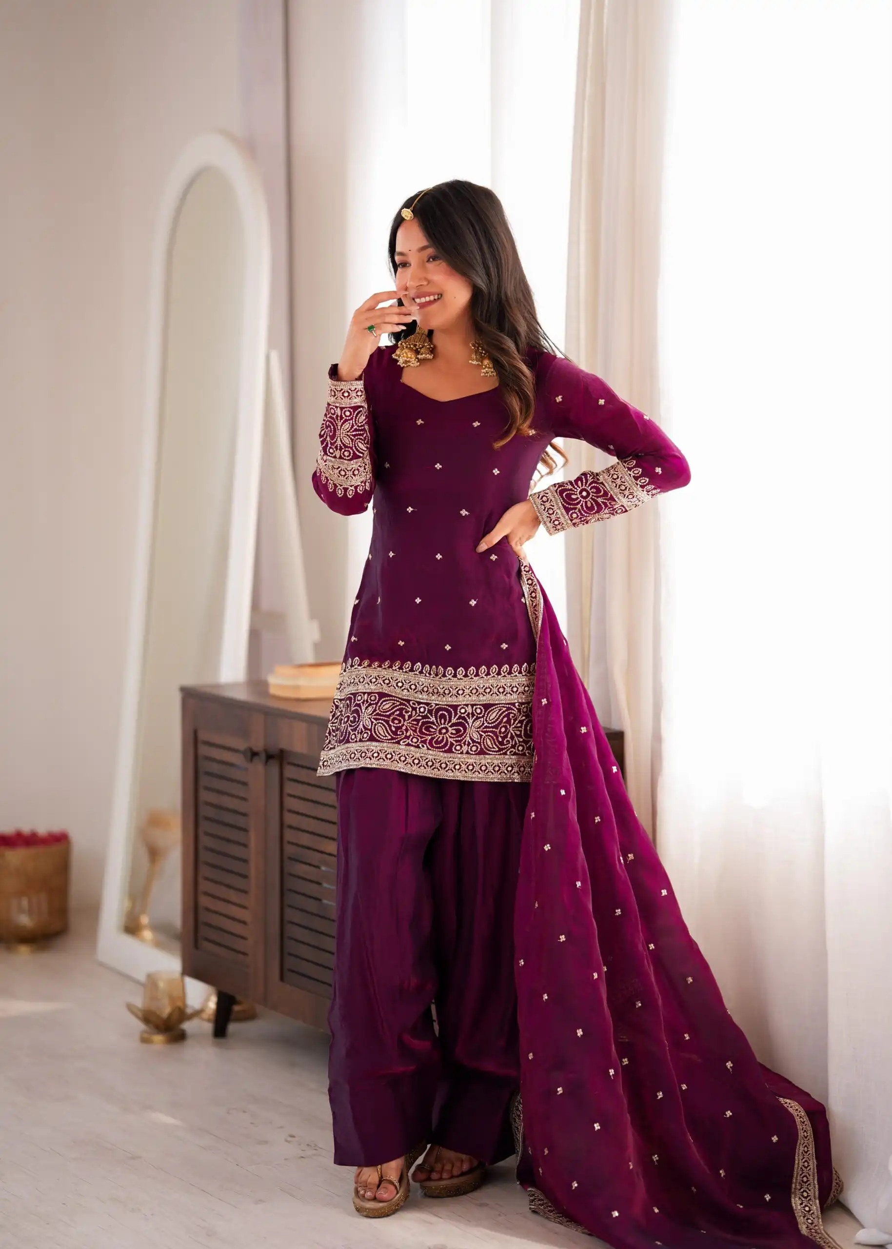 KB 310 Wine in Wine Fendy Silk Embroidery Work & Sequins Work Salwar Suit . Now at just ₹2049. Delivery 4-6 Working Days. Shop now. | Jump Suits, Salwar suit, Casual Suits, Creative suits, Designer Suits, Palazzo Suits, Party Wear Suits, Patiala Suits, Straight Suits