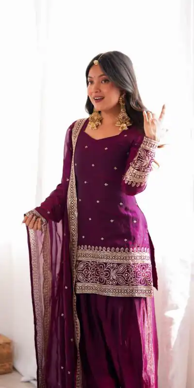KB 310 Wine in Wine Fendy Silk Embroidery Work & Sequins Work Salwar Suit . Now at just ₹2049. Delivery 4-6 Working Days. Shop now. | Jump Suits, Salwar suit, Casual Suits, Creative suits, Designer Suits, Palazzo Suits, Party Wear Suits, Patiala Suits, Straight Suits