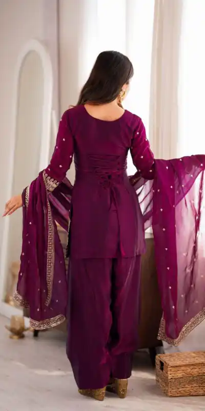 KB 310 Wine in Wine Fendy Silk Embroidery Work & Sequins Work Salwar Suit . Now at just ₹2049. Delivery 4-6 Working Days. Shop now. | Jump Suits, Salwar suit, Casual Suits, Creative suits, Designer Suits, Palazzo Suits, Party Wear Suits, Patiala Suits, Straight Suits
