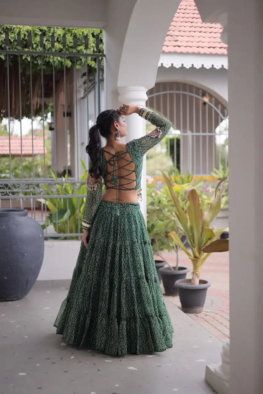 KA 5080 Green| Faux Georgette Lehenga Choli with Embroidery Work & Lace Work. Special Price ₹2499. Delivery 4-6 Working Days. Shop now. | Lehenga, Bollywood Lehenga, Creative Lehenga, Designer Lehenga, Embroidered Lehenga, Party Wear Lehenga