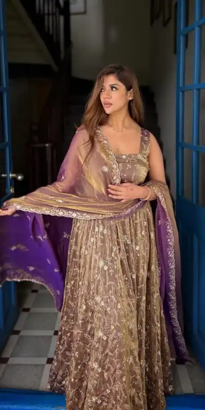 NSR 896 Purple Perfect for Wedding, Party, Makar Sankranti, Raksha Bandhan, Ganesh Chaturthi – Fendy Silk Gown. Festive Deal ₹2149. Delivery 4-6 Working Da | Gowns, Bollywood Gowns, Creative Gowns, Designer Gowns, Embroidered Gowns, Party Wear Gowns