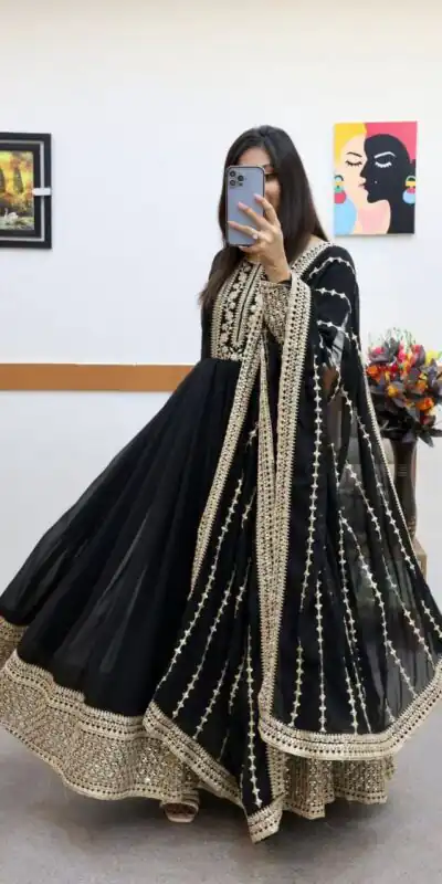 ZC 8957 Gown Perfect for Wedding, Party, Lohri, Haldi, Ethnic Day – . Available at ₹999 only. Delivery 4-6 Working Days. Shop now. | Gowns, Bollywood Gowns, Creative Gowns, Designer Gowns, Embroidered Gowns, Party Wear Gowns