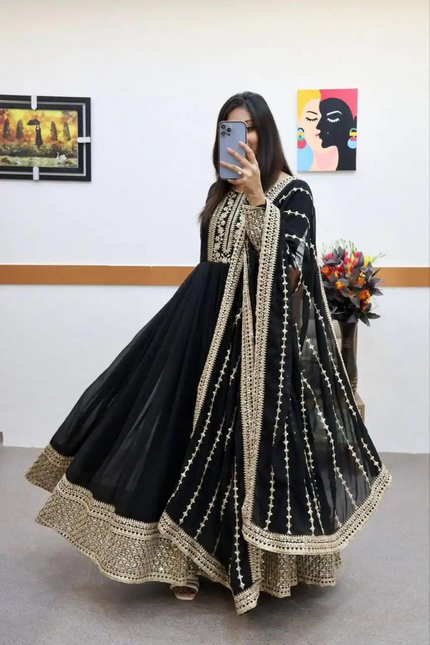 ZC 8957 Gown Perfect for Wedding, Party, Lohri, Haldi, Ethnic Day – . Available at ₹999 only. Delivery 4-6 Working Days. Shop now. | Gowns, Bollywood Gowns, Creative Gowns, Designer Gowns, Embroidered Gowns, Party Wear Gowns