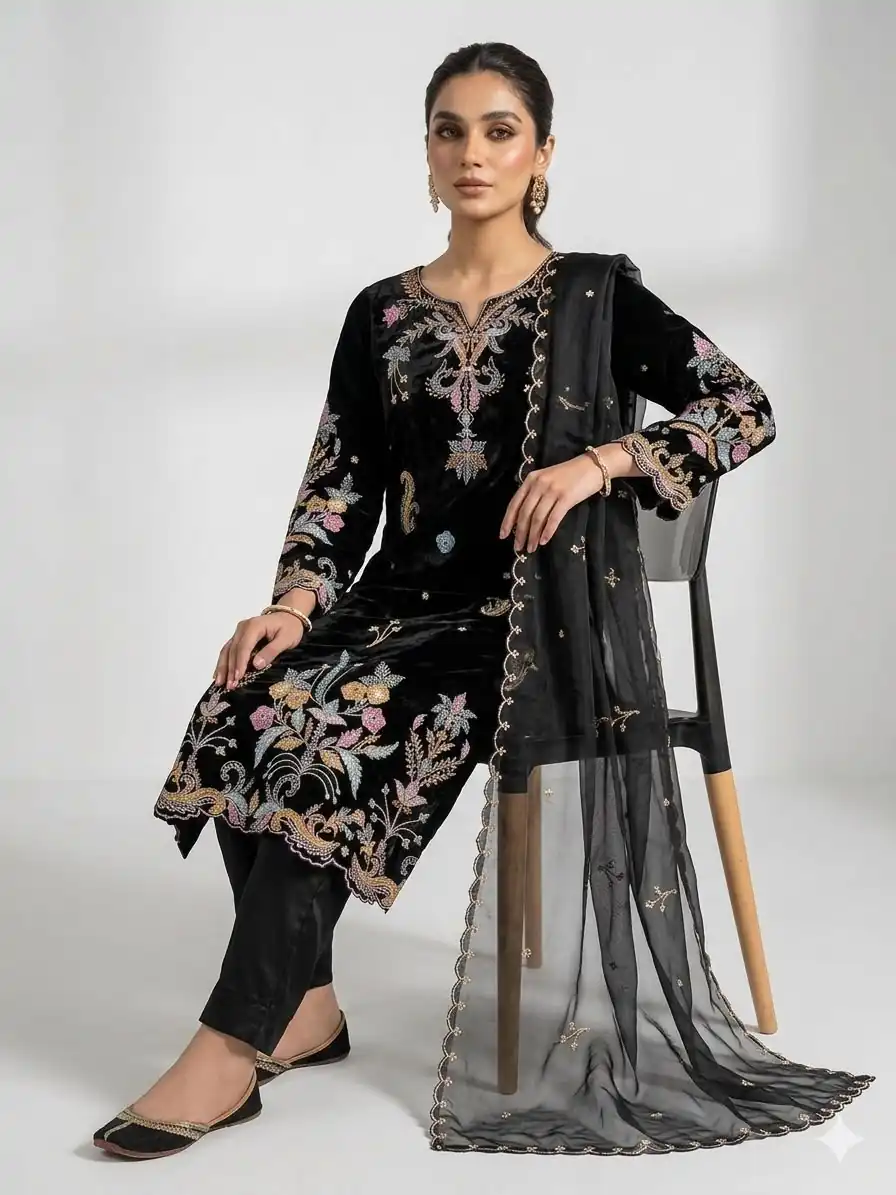 LG 2124 Black Color Roman Silk Salwar Suit with Embroidery Work. Available at ₹2149 only. Delivery 4-6 Working Days. Shop now. | Jump Suits, Salwar suit, Casual Suits, Creative suits, Designer Suits, Palazzo Suits, Party Wear Suits, Patiala Suits, Straight Suits