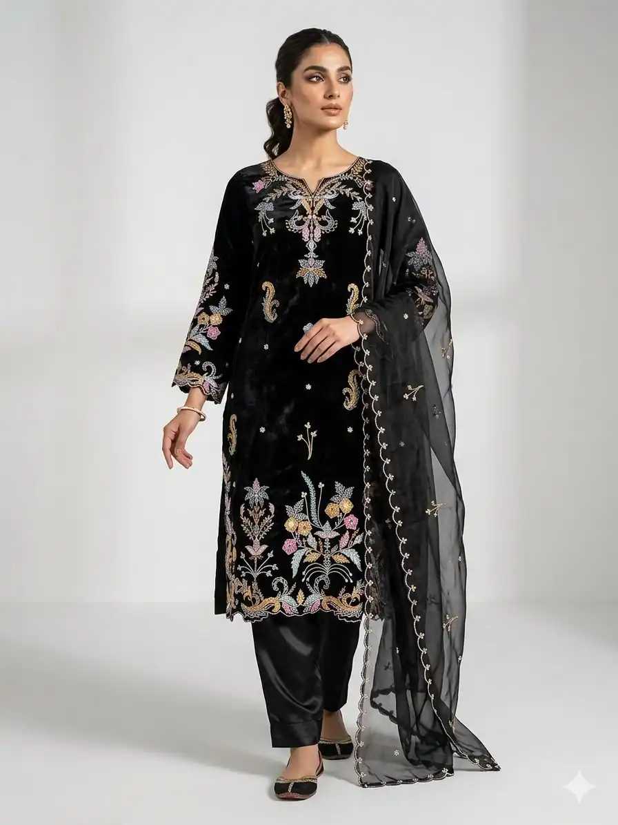 LG 2124 Black Color Roman Silk Salwar Suit with Embroidery Work. Available at ₹2149 only. Delivery 4-6 Working Days. Shop now. | Jump Suits, Salwar suit, Casual Suits, Creative suits, Designer Suits, Palazzo Suits, Party Wear Suits, Patiala Suits, Straight Suits