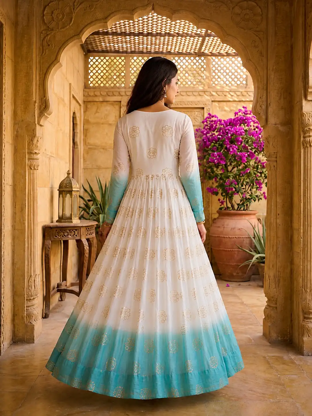 KA 1264 Blue Silver Crunchy Gown Perfect for Wedding, Party, Durga Puja, Ganesh Chaturthi, Family Gatherings – n. Festive Deal ₹1819. Delivery 4-6 Worki | Gowns, Bollywood Gowns, Creative Gowns, Designer Gowns, Embroidered Gowns, Party Wear Gowns