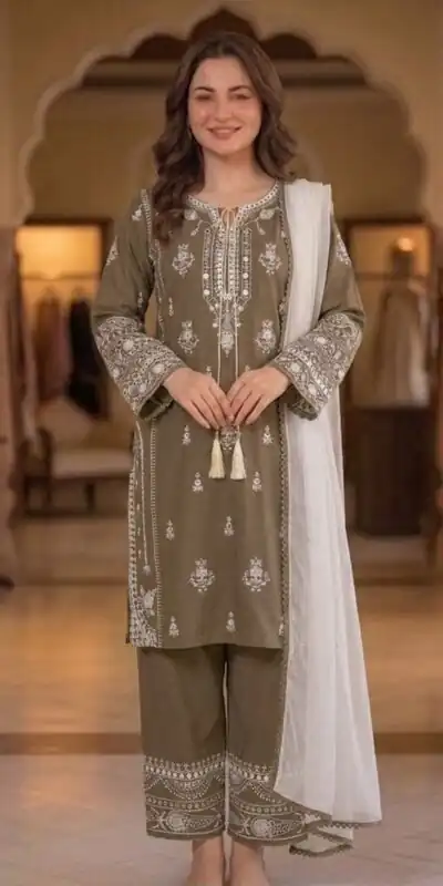 BE 465 Brown in Faux Georgette Mirror Embroidery Work Salwar Suit . Best Price ā¹1999. Delivery 4-6 Working Days. Shop now. | Jump Suits, Salwar suit, Casual Suits, Creative suits, Designer Suits, Palazzo Suits, Party Wear Suits, Patiala Suits, Straight Suits