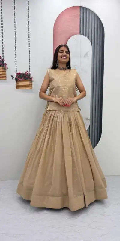 PC 569 Cream Color Crunchy Silk With Sequins Work Lehenga Choli . Special Price ₹2449. Delivery 4-6 Working Days. Shop now. | Lehenga, Bollywood Lehenga, Creative Lehenga, Designer Lehenga, Embroidered Lehenga, Party Wear Lehenga