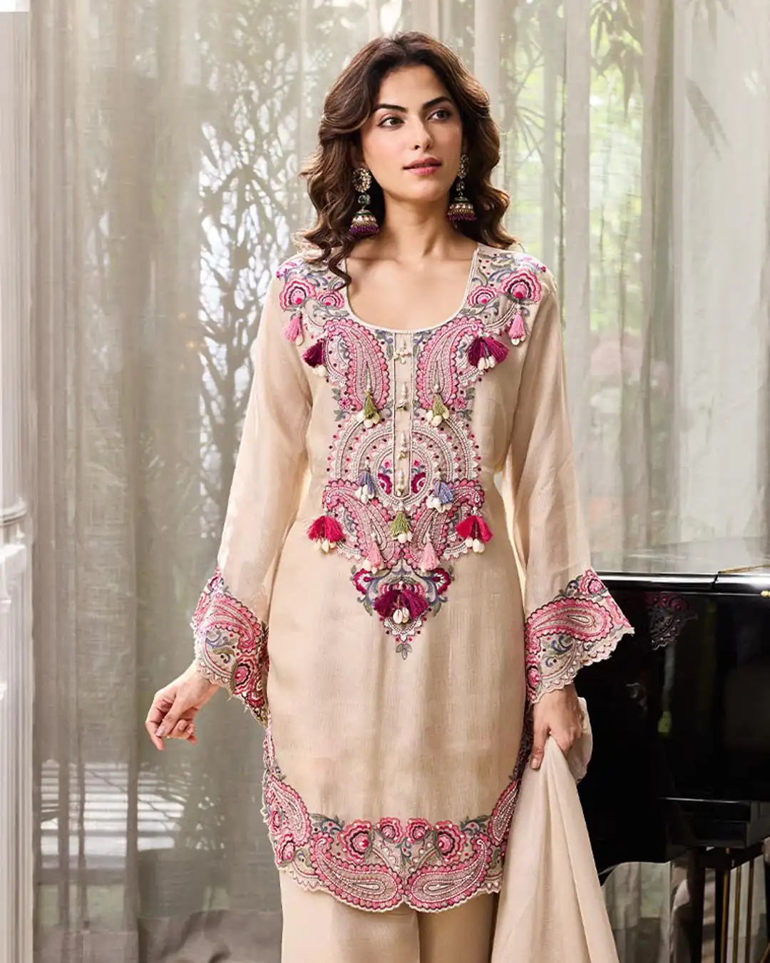 SRK 5348 Cream Color Georgette Mirror Embroidery Work Salwar Suit . Best Price ₹2399. Delivery 4-6 Working Days. Shop now. | Jump Suits, Salwar suit, Casual Suits, Creative suits, Designer Suits, Palazzo Suits, Party Wear Suits, Patiala Suits, Straight Suits