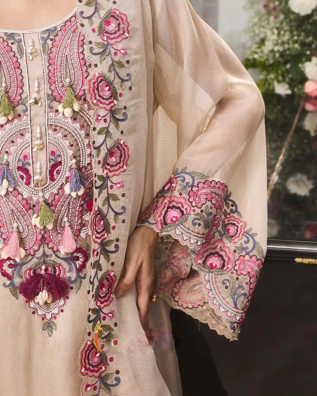 SRK 5348 Cream Color Georgette Mirror Embroidery Work Salwar Suit . Best Price ₹2399. Delivery 4-6 Working Days. Shop now. | Jump Suits, Salwar suit, Casual Suits, Creative suits, Designer Suits, Palazzo Suits, Party Wear Suits, Patiala Suits, Straight Suits