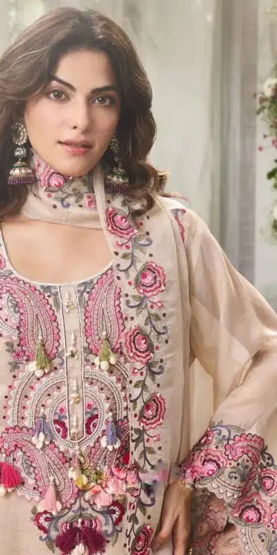 SRK 5348 Cream Color Georgette Mirror Embroidery Work Salwar Suit . Best Price ₹2399. Delivery 4-6 Working Days. Shop now. | Jump Suits, Salwar suit, Casual Suits, Creative suits, Designer Suits, Palazzo Suits, Party Wear Suits, Patiala Suits, Straight Suits
