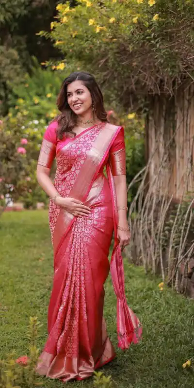 KPR 234 Gajri Soft Lichi Silk Saree with Lace Work & Lace Border. Introductory Price ₹1349. Delivery 4-6 Working Days. Shop now. | Designer Sarees, Modern Digital sarees, Sarees, Bollywood Sarees, Creative Sarees, Embroidered Sarees, Ethnic Saree, Party Wear Sarees