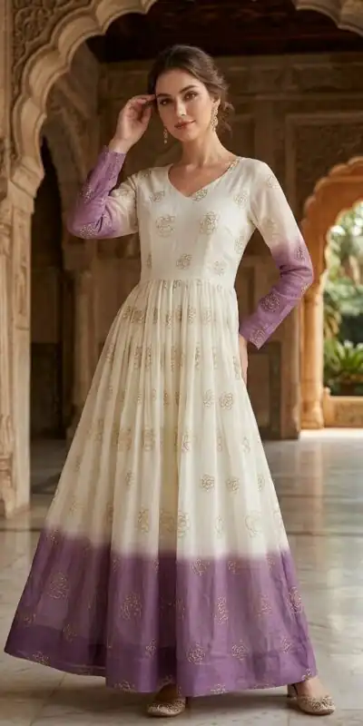 KA 1264 Lavender Silver Crunchy Gown Perfect for Wedding, Party, Durga Puja, Ganesh Chaturthi, Family Gatherings – n. Festive Deal ₹1819. Delivery 4-6 Worki | Gowns, Bollywood Gowns, Creative Gowns, Designer Gowns, Embroidered Gowns, Party Wear Gowns