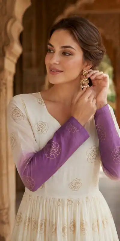 KA 1264 Lavender Silver Crunchy Gown Perfect for Wedding, Party, Durga Puja, Ganesh Chaturthi, Family Gatherings – n. Festive Deal ₹1819. Delivery 4-6 Worki | Gowns, Bollywood Gowns, Creative Gowns, Designer Gowns, Embroidered Gowns, Party Wear Gowns
