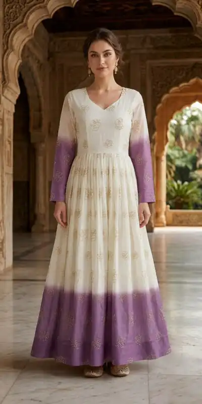 KA 1264 Lavender Silver Crunchy Gown Perfect for Wedding, Party, Durga Puja, Ganesh Chaturthi, Family Gatherings – n. Festive Deal ₹1819. Delivery 4-6 Worki | Gowns, Bollywood Gowns, Creative Gowns, Designer Gowns, Embroidered Gowns, Party Wear Gowns