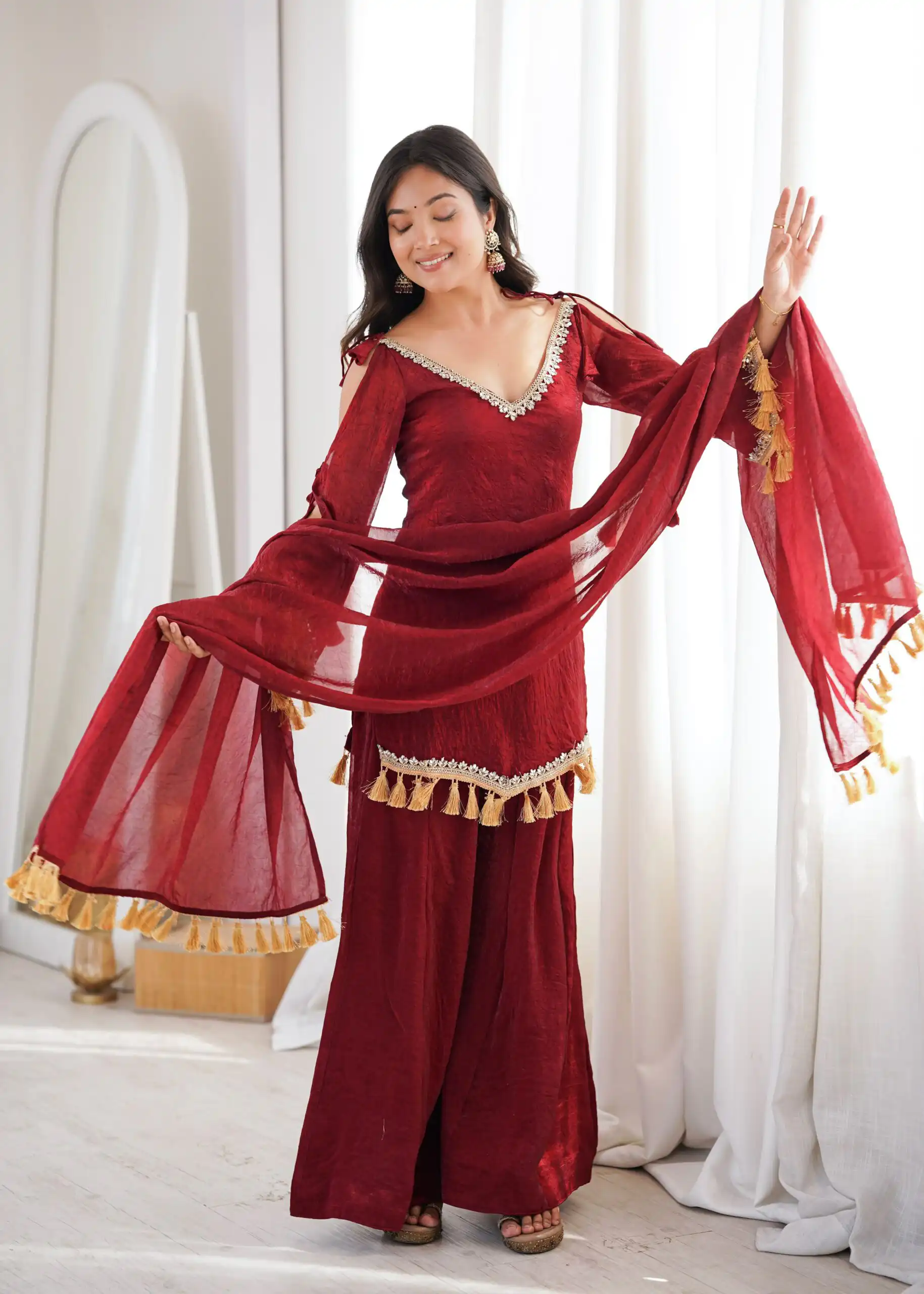 SRK 5357 Maroon Doremon Crush Salwar Suit Perfect for Wedding, Party, Traditional Day, Baisakhi, Karwa Chauth – . Exclusive Offer ₹2099. Delive | Jump Suits, Salwar suit, Casual Suits, Creative suits, Designer Suits, Palazzo Suits, Party Wear Suits, Patiala Suits, Straight Suits