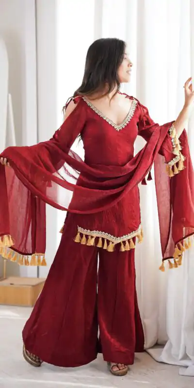 SRK 5357 Maroon Doremon Crush Salwar Suit Perfect for Wedding, Party, Traditional Day, Baisakhi, Karwa Chauth – . Exclusive Offer ₹2099. Delive | Jump Suits, Salwar suit, Casual Suits, Creative suits, Designer Suits, Palazzo Suits, Party Wear Suits, Patiala Suits, Straight Suits