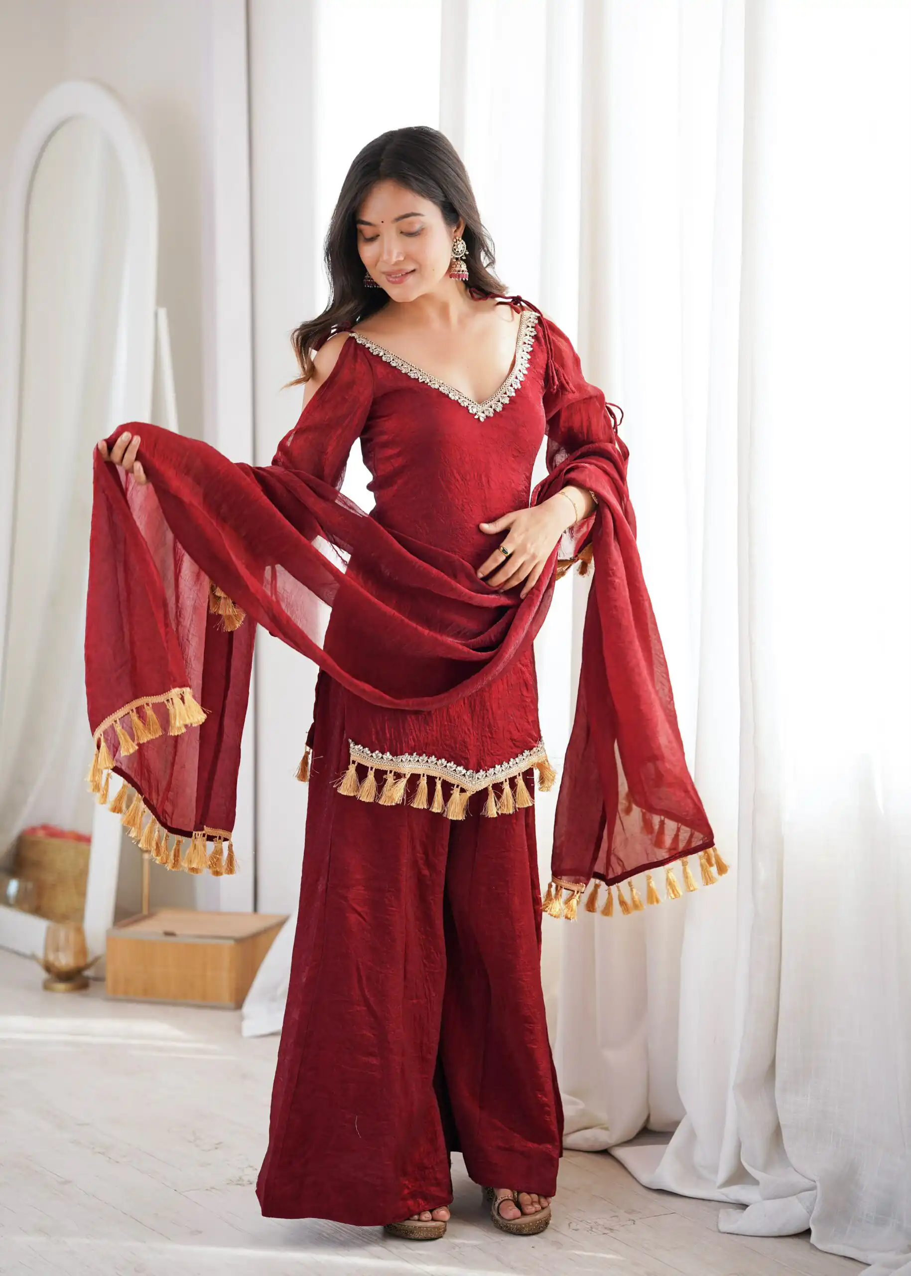 SRK 5357 Maroon Doremon Crush Salwar Suit Perfect for Wedding, Party, Traditional Day, Baisakhi, Karwa Chauth – . Exclusive Offer ₹2099. Delive | Jump Suits, Salwar suit, Casual Suits, Creative suits, Designer Suits, Palazzo Suits, Party Wear Suits, Patiala Suits, Straight Suits