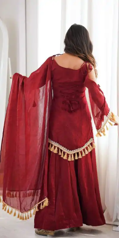 SRK 5357 Maroon Doremon Crush Salwar Suit Perfect for Wedding, Party, Traditional Day, Baisakhi, Karwa Chauth – . Exclusive Offer ₹2099. Delive | Jump Suits, Salwar suit, Casual Suits, Creative suits, Designer Suits, Palazzo Suits, Party Wear Suits, Patiala Suits, Straight Suits