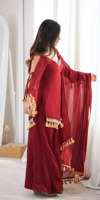 SRK 5357 Maroon Doremon Crush Salwar Suit Perfect for Wedding, Party, Traditional Day, Baisakhi, Karwa Chauth – . Exclusive Offer ₹2099. Delive | Jump Suits, Salwar suit, Casual Suits, Creative suits, Designer Suits, Palazzo Suits, Party Wear Suits, Patiala Suits, Straight Suits