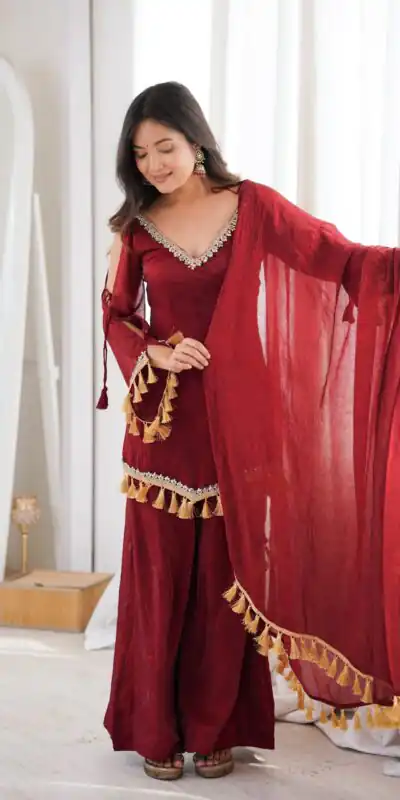 SRK 5357 Maroon Doremon Crush Salwar Suit Perfect for Wedding, Party, Traditional Day, Baisakhi, Karwa Chauth – . Exclusive Offer ₹2099. Delive | Jump Suits, Salwar suit, Casual Suits, Creative suits, Designer Suits, Palazzo Suits, Party Wear Suits, Patiala Suits, Straight Suits