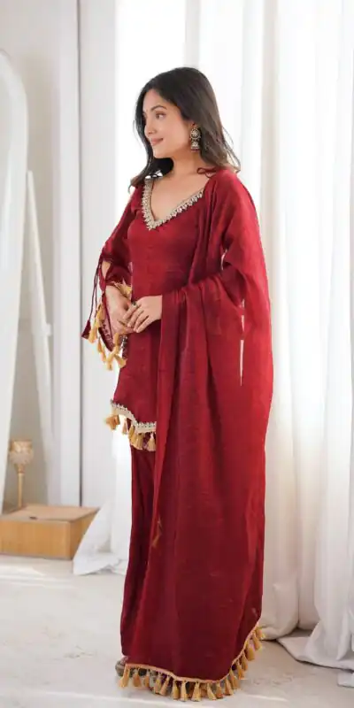SRK 5357 Maroon Doremon Crush Salwar Suit Perfect for Wedding, Party, Traditional Day, Baisakhi, Karwa Chauth – . Exclusive Offer ₹2099. Delive | Jump Suits, Salwar suit, Casual Suits, Creative suits, Designer Suits, Palazzo Suits, Party Wear Suits, Patiala Suits, Straight Suits
