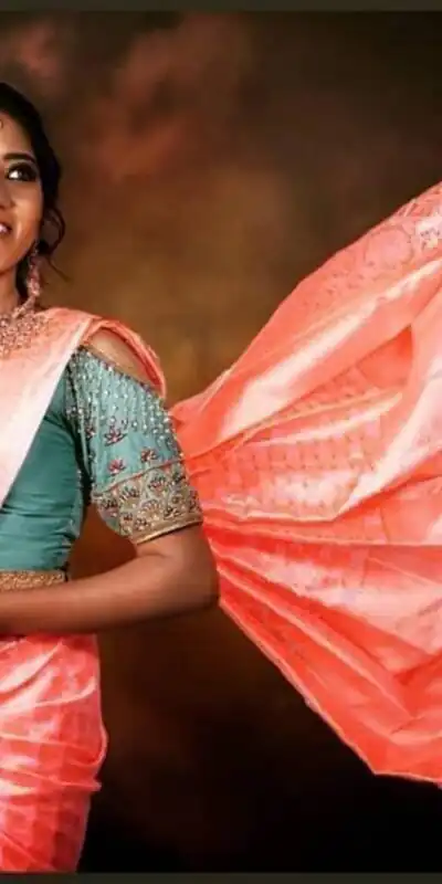 KPR 061 peach Soft Lichi Silk Saree with Lace Work & Lace Border. Introductory Price ₹1349. Delivery 4-6 Working Days. Shop now. | Designer Sarees, Modern Digital sarees, Sarees, Bollywood Sarees, Creative Sarees, Embroidered Sarees, Ethnic Saree, Party Wear Sarees