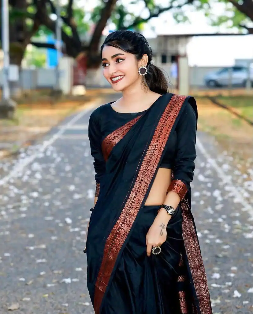 KPR 159 Black Soft Lichi Silk Cloth Saree Perfect for Wedding, Party, Family Gatherings, Sangeet, Ethnic Day – . Festive Deal ₹1349. Delivery 4-6 Workin | Designer Sarees, Modern Digital sarees, Sarees, Bollywood Sarees, Creative Sarees, Embroidered Sarees, Ethnic Saree, Party Wear Sarees