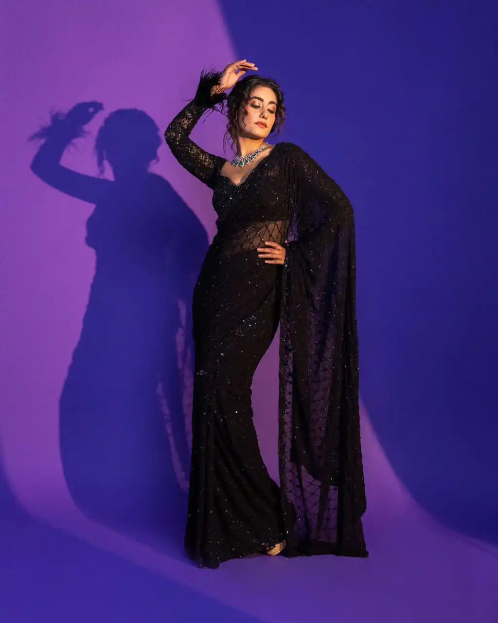 NC 5295 Black Soft Net Saree with Sequins Work & Embroidery Work. Available at ₹1749 only. Delivery 4-6 Working Days. Shop now. | Designer Sarees, Modern Digital sarees, Sarees, Bollywood Sarees, Creative Sarees, Embroidered Sarees, Ethnic Saree, Party Wear Sarees