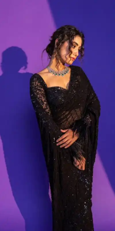 NC 5295 Black Soft Net Saree with Sequins Work & Embroidery Work. Available at ₹1749 only. Delivery 4-6 Working Days. Shop now. | Designer Sarees, Modern Digital sarees, Sarees, Bollywood Sarees, Creative Sarees, Embroidered Sarees, Ethnic Saree, Party Wear Sarees